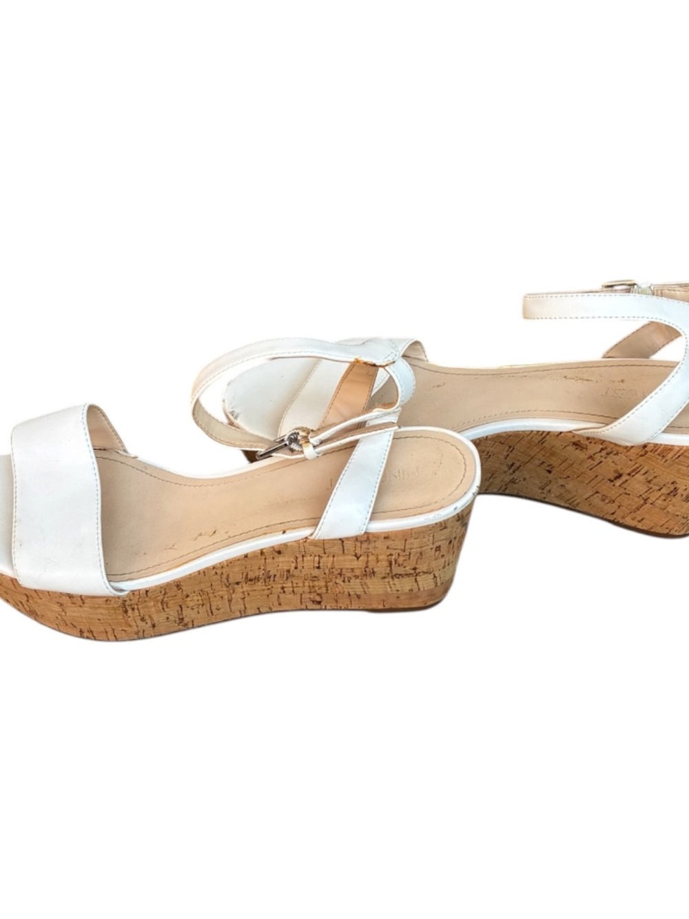 Nine West White Wedge Strappy Sandals-Size 9
